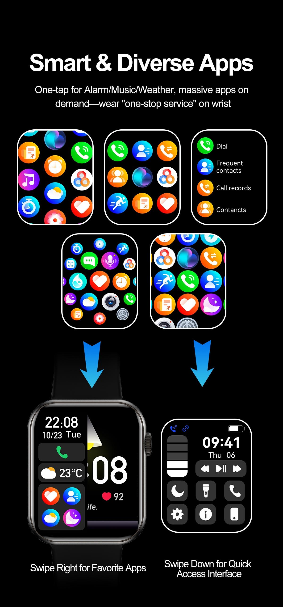 High-looking women's rainbow smart watch, 1.83-inch HD touch screen, wireless calling, AI voice watch, more than 100 sports modes, pedometer, blood pressure, heart rate, activity tracker, multi-strap watch set, waterproof watch.