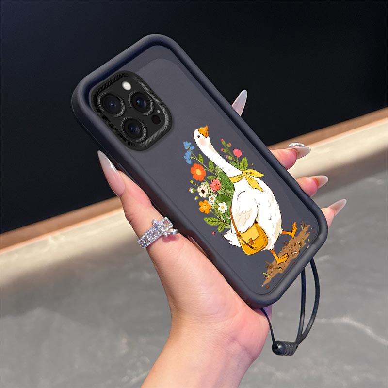 Tsundere Goose Flowers suit lanyard Art phone case Suitable for Samsung Galaxy series, Case is Suitable For Galaxy A735G/A725G/A714G/A555G/A545G/A535G/A52S5G/A525G wait model with TPU material, Fashionable and durable design