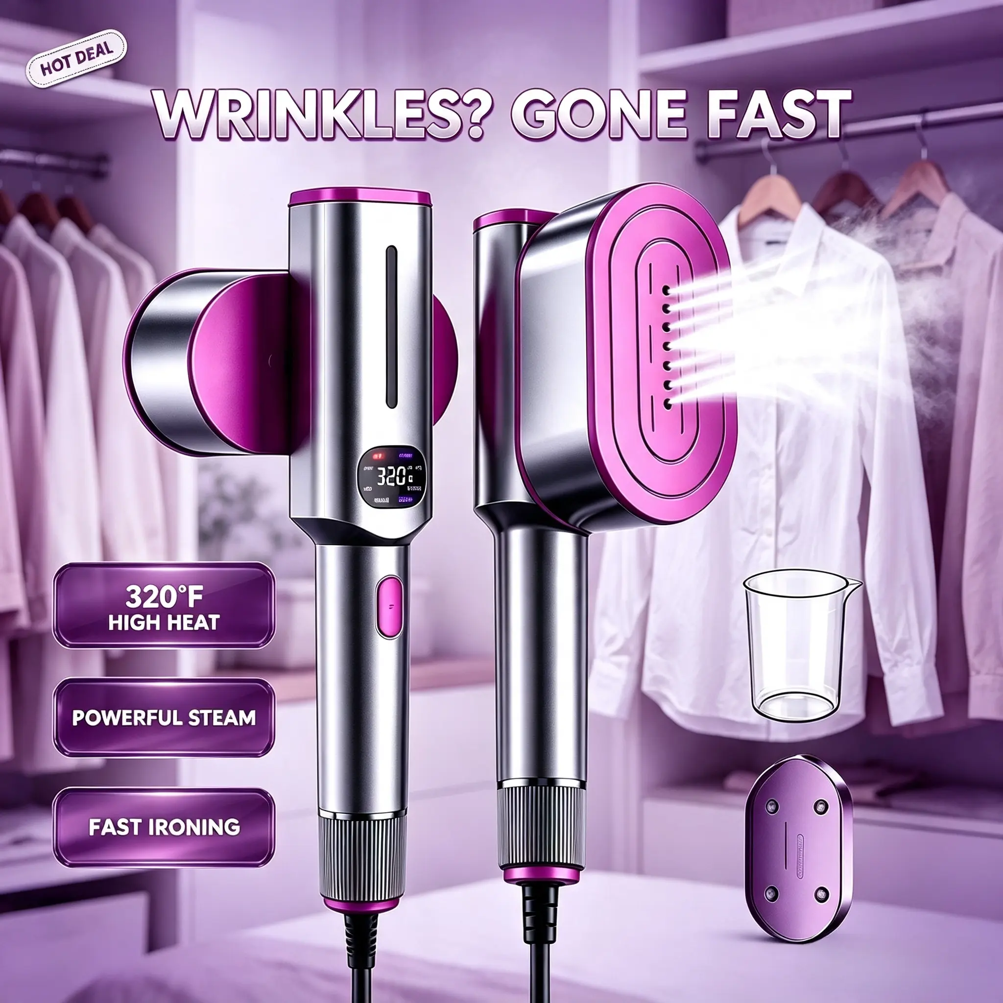 Garment Steamer for Clothes, Portable Travel Clothing Steamer Iron, Multi Mode with LED Display, 15s Fast Heating, 90° Swivel Handle, New Year Gift plancha portátil handheld garment wrinkle remover Rotatable Steam Handheld Iron mini valentines deals Hand