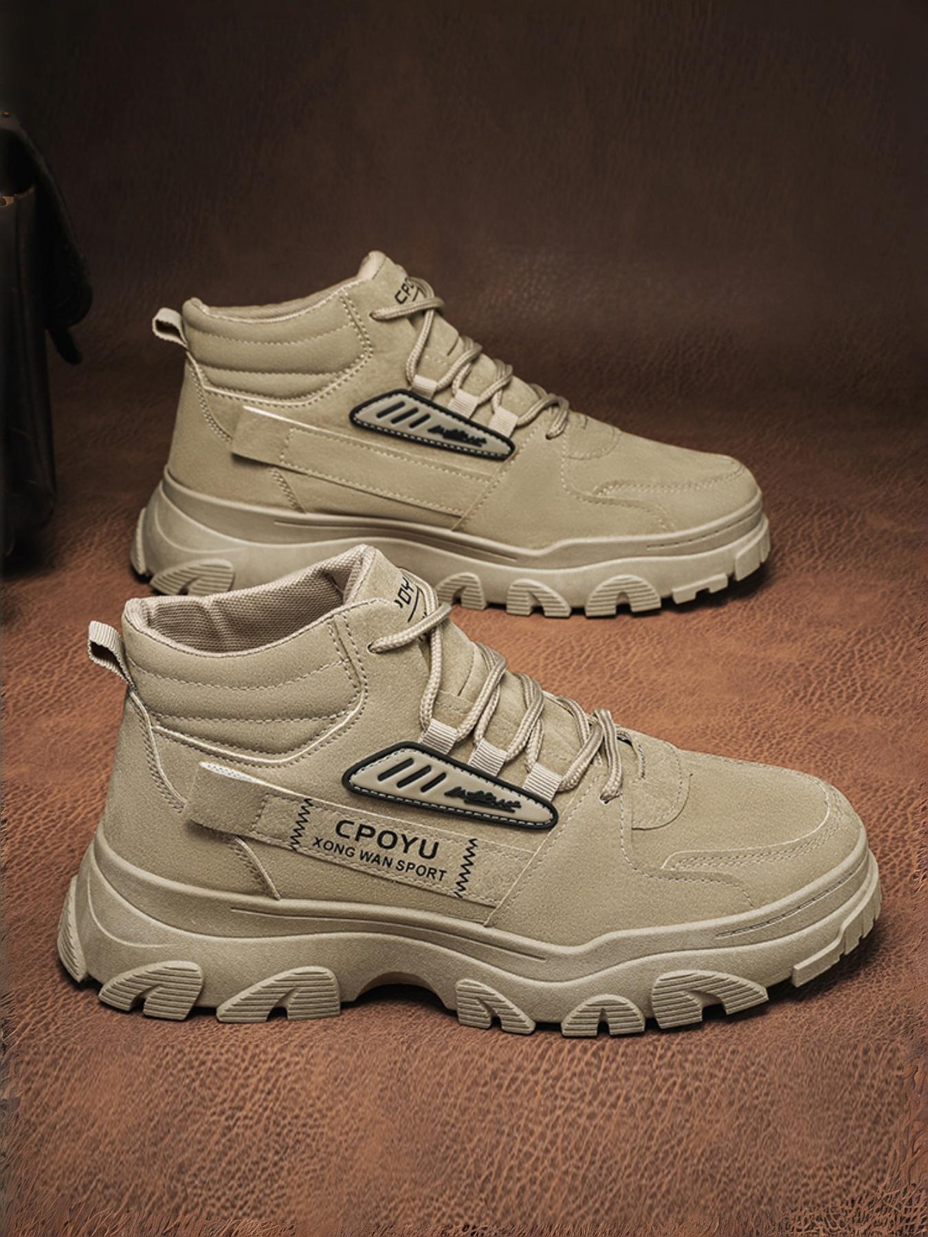 Mens Chunky Platform Work Boots | Waterproof Leather Ankle Boots | Urban Outdoor & Hiking Shoes