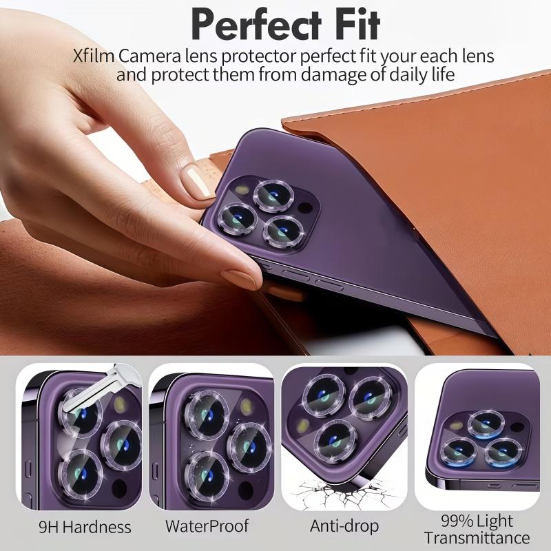 3-Piece Glitter Protective Camera Lens Screen Protector - Suitable for iPhone 17/16/15/14/13/12/11 - Beautiful Camera Cover Screen Protector - Perfect for Boys/Girls/Thanksgiving/Christmas and other holidays Accessories