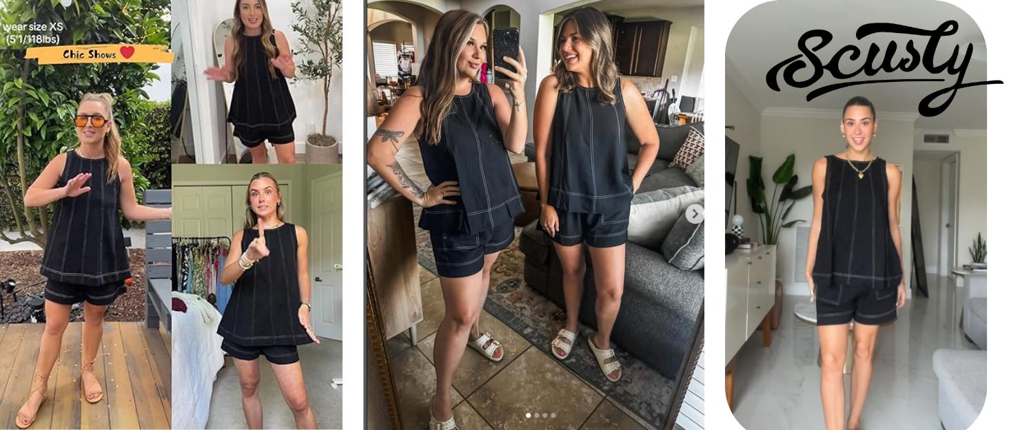 SCUSTY Women's Two Piece Outfit Cotton Matching Set A-Line Sleeveless Tank Tops and High-Waist Shorts with Pockets SCUSTY Women's Two Piece Outfit Cotton Matching Set A-Line Sleeveless Tank Tops and High-Waist Shorts with Pockets