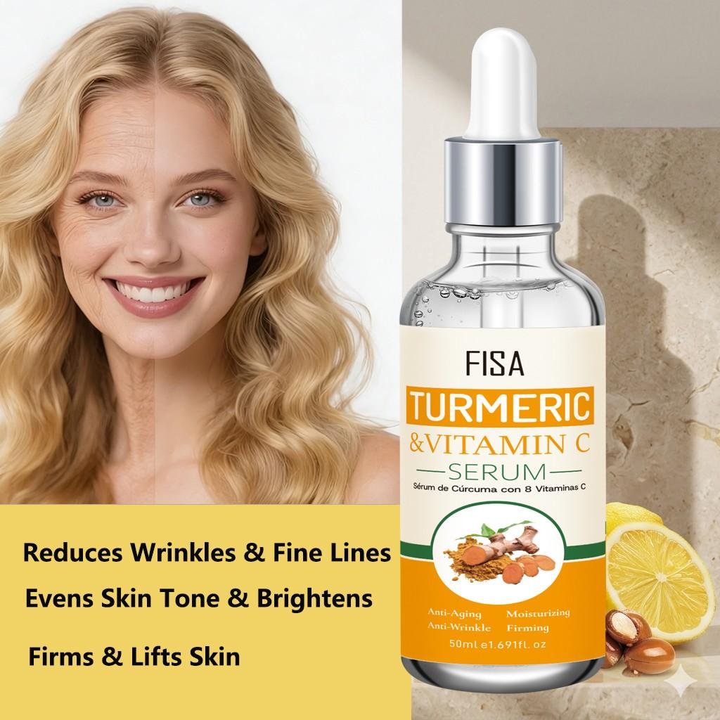 Turmeric Vitamin C Dual-Action Serum, Reduces Fine Lines, Brightens Skin, Hydrates, Tightens, Suitable for All Skin Types, 50ML