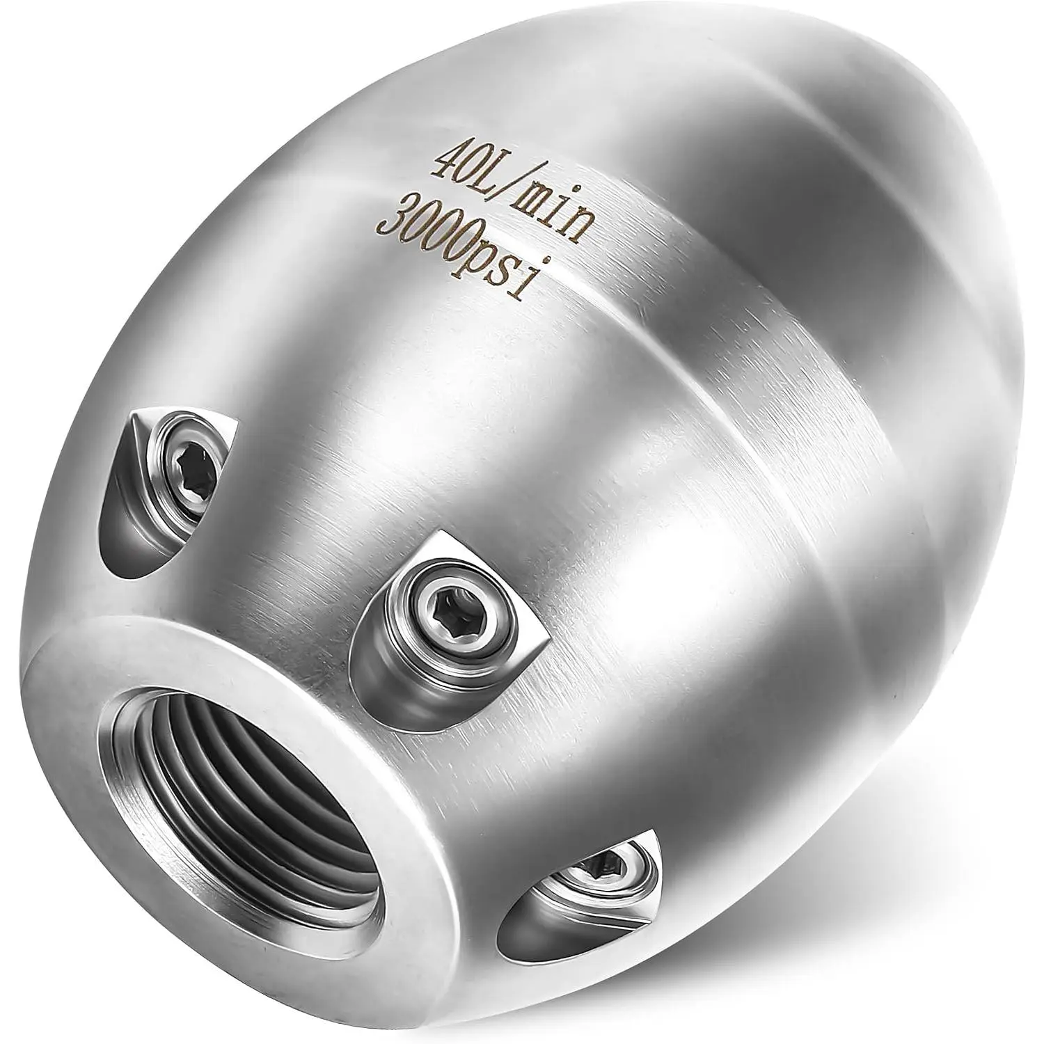 3/8" NPT Sewer Jetter Nozzle for Pressure Washer, 3000 PSI, 40 L/min| Stainless Shot Jetter Head for Drain and Pipe