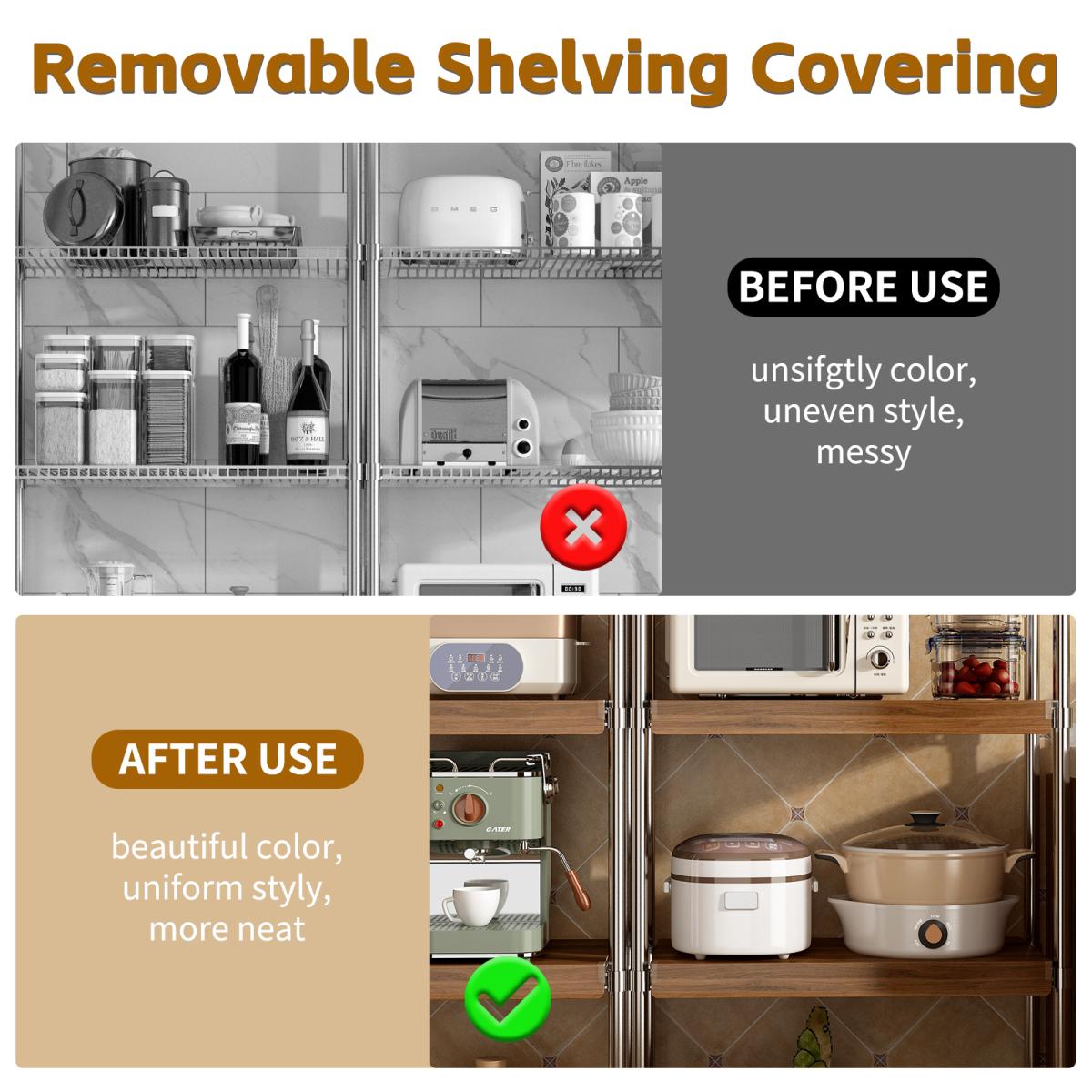 (24 INCH) 5 Pcs Wire Shelf Covers, Foamed PVC Wire Rack Covers for Removable Closet (Not Wood), Pantry Shelves for Cabinet Bathroom Kitchen Shelving Decoration ( WALNUT Color )