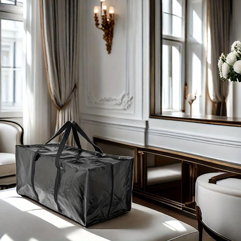 Black moving bag, extra large size with reinforced handles, sturdy and durable, reusable storage bag with zipper, suitable for clothes, attic, moving garage, travel and student dormitories, and can also be used for under-bed storage