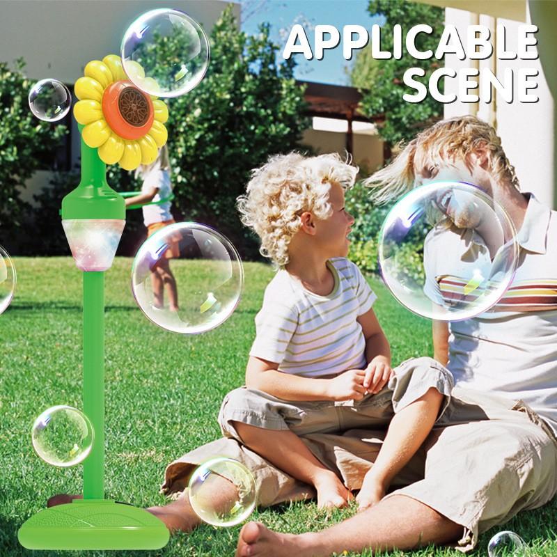 Automatic Bubble Blower Toy With Remote Control Sunflower Bubble Machine Stand Adjustable Rechargeable Bubble Maker With Lights For Outdoor Wedding Birthday Party Gift