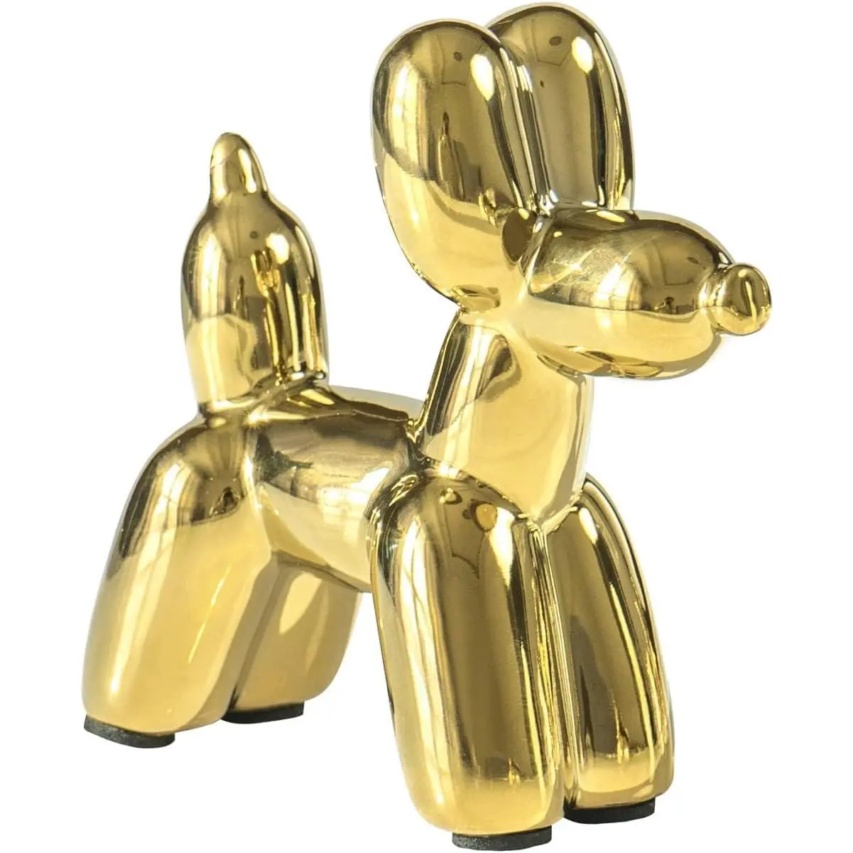 Handmade Craft Ceramic Gold Balloon Dog Statue, Small Size Modern Figurine, Home Decor Accent for Living Room Desktop