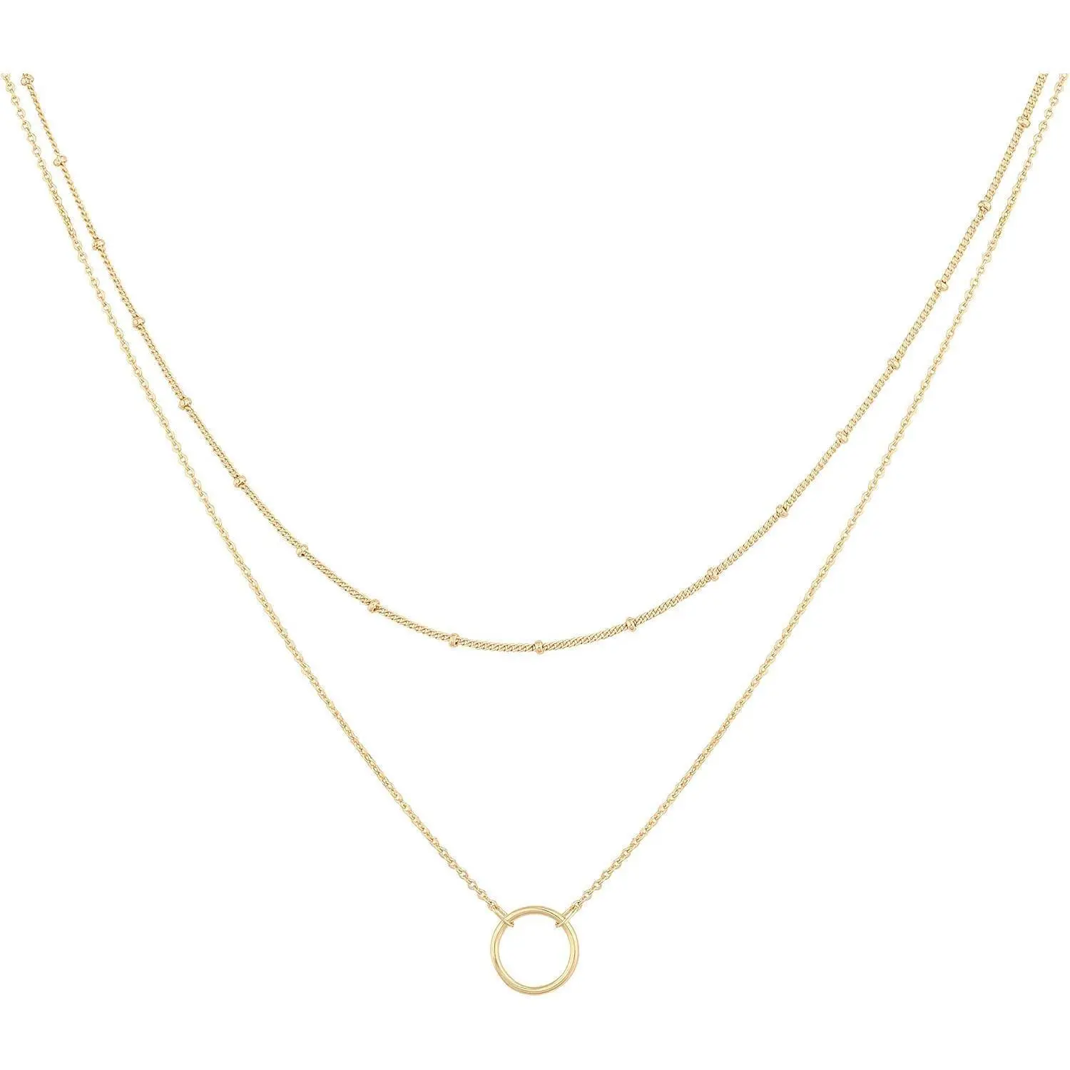 MEVECCO Layered Heart Necklace Pendant Handmade 18k Gold Plated Dainty Gold Choker Arrow Bar Layering Long Necklace for Women