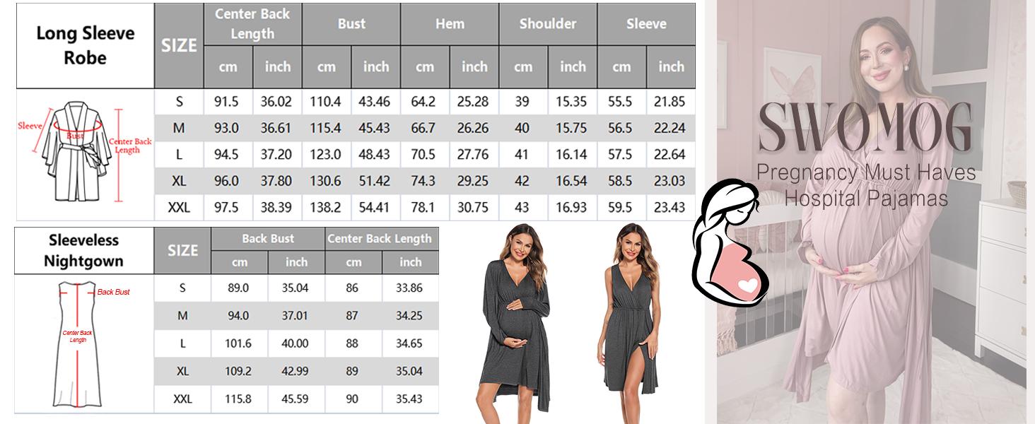 SWOMOG Women Maternity Nursing Gown and Robe Set 3 in 1 Labor Delivery Nursing Nightgown for Breastfeeding Hospital Bathrobe  labor gown for hospital