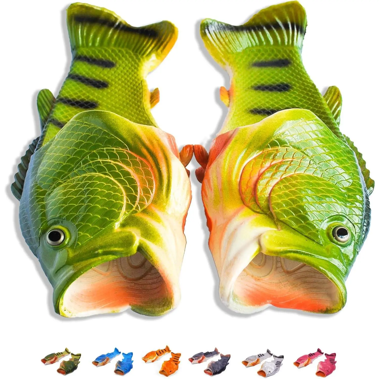 Fish Flip Flops - Original Fish Slippers - Funny Unisex Sandals, Bass Slides for Pool, Beach & Fishing - Men & WomenGift