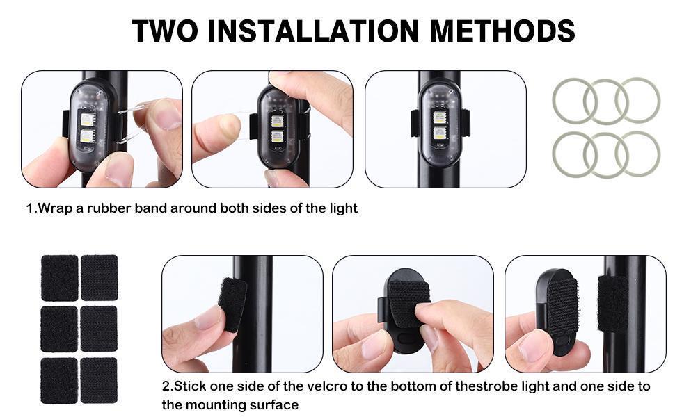 6PCS Wireless LED Lights for Car with Remote Control, Wireless LED Strobe Lights 8 Color USB Charing IP65 Waterproof Anti-Collision Warning Light for Car Interior Truck Motorcycle Drone Aircraft Bike