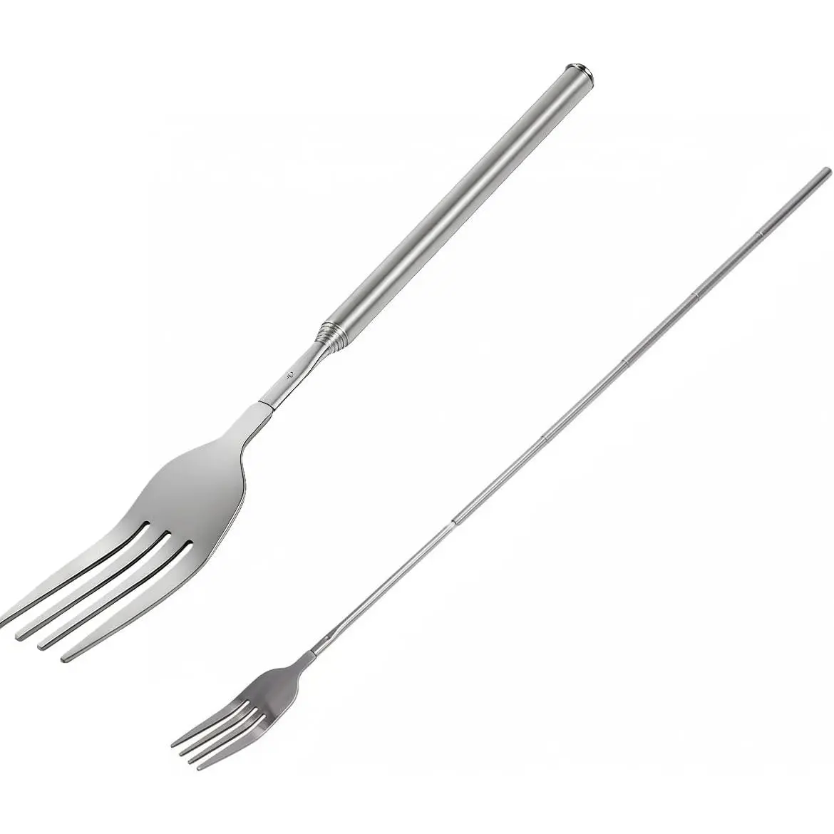 Extendable Fork, 8.7 to 25.4 Inch Expandable Fork for Prank BBQ, Stainless Steel Telescopic Forks for Fruit Dessert Pastry, 1 count