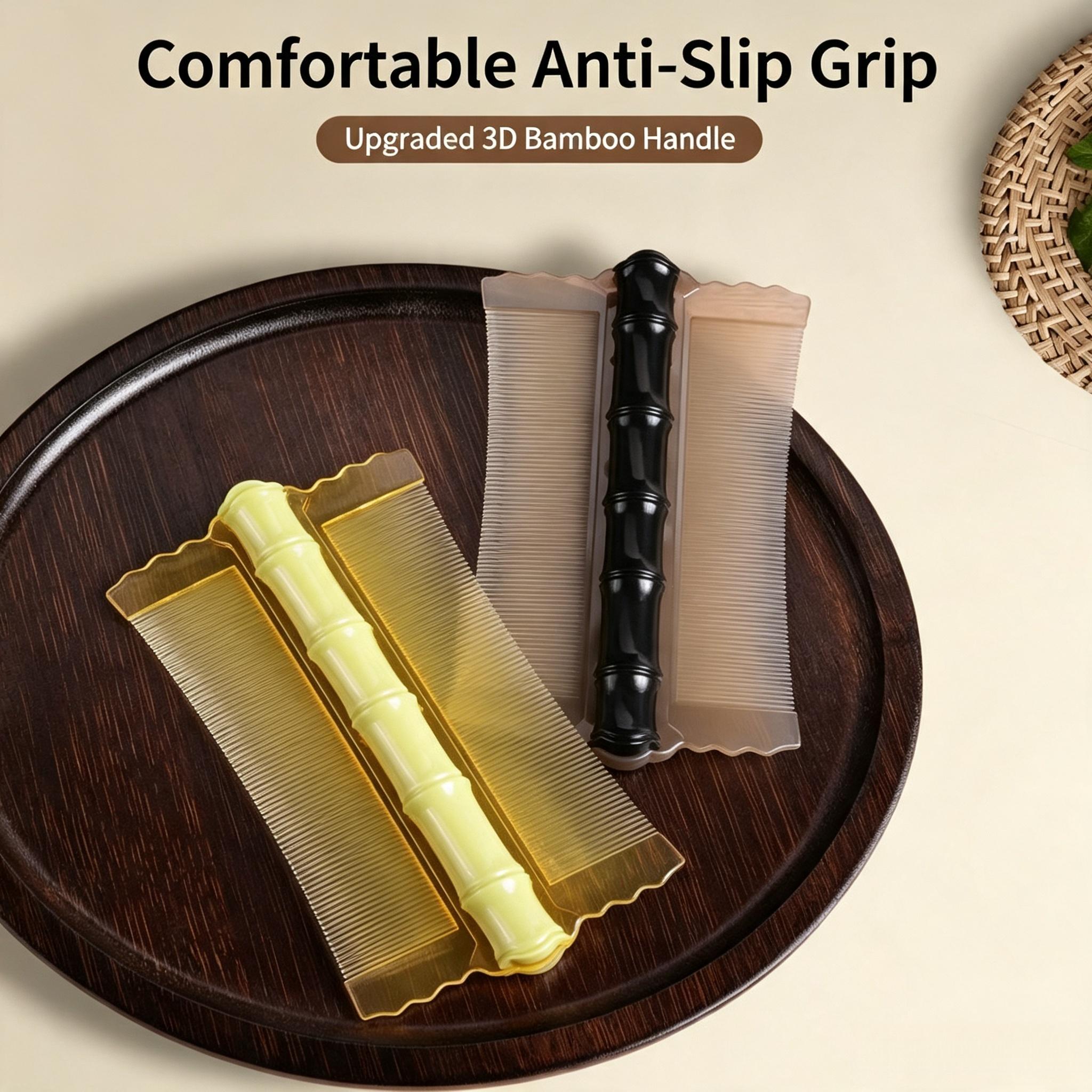 Fine Tooth Lice Comb, Double Sided Nit Removal Comb with Bamboo Handle, Scalp Cleaning Comb for Adults & Kids-YY2