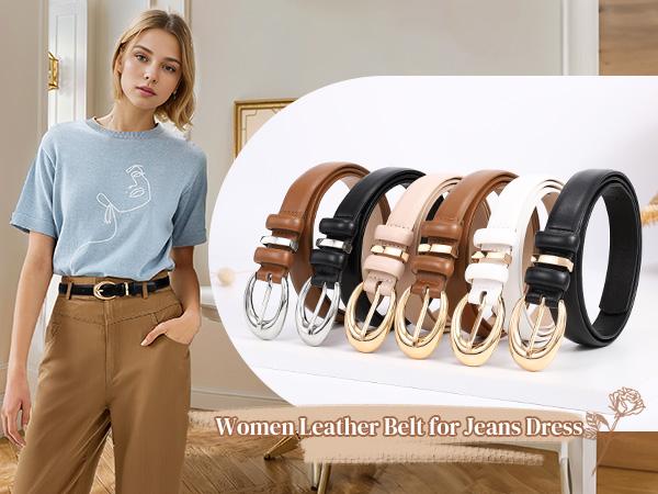 JASGOOD Women Leather Belt for Jeans Pants Fashion Ladies Skinny Faux Leather Belt with Gold Buckle JASGOOD Women Leather Belt for Jeans Pants Fashion Ladies Skinny Faux Leather Belt with Gold Buckle