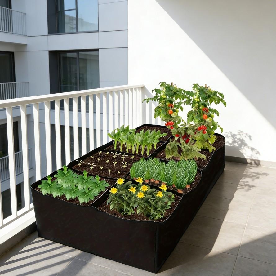 Portable Garden Planting Box, Thick Breathable Fabric Planter Bed, Fabric Grow Pot, Multi-Compartment Design, Ideal for Tomatoes, Strawberries, Herbs, Indoor/outdoor Use