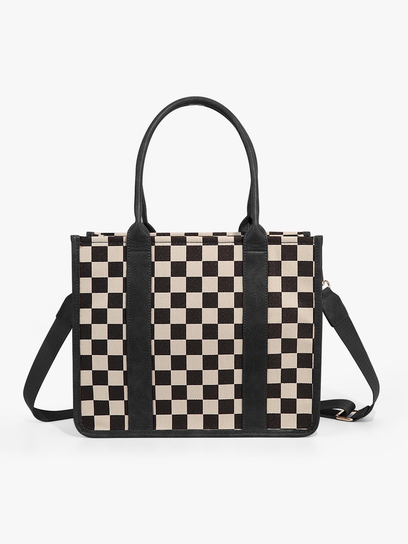 Large Women'S Casual Plaid Checkered Crossbody Shoulder Bag with Adjustable Detachable Strap, Large Capacity Fashion Tote Bag for Women, Versatile High-quality Daily Commuting Bag, Parties|Stylish Handbag Shoulder Bag