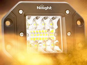 Nilight 4PCS 42W Flush Mount LED Pods Spot Flood Combo Beam Driving Light Backup Light Reverse Light Grill Mount Light with 16AWG LED POD Lights Wiring Harness Kit -4 Leads Triple Row dealsforyoudays Under Dash Lighting Underglow Car