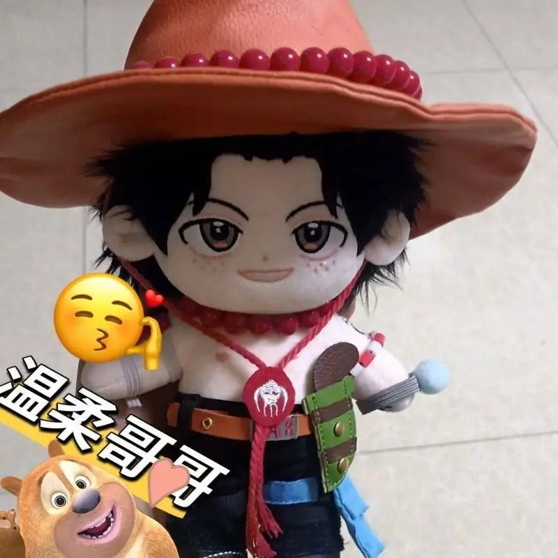 anime One Piece Portgas·D·Ace 20cm cotton doll Portable plush toy doll kawaii big head doll Soft sofa furnishings holiday gifts