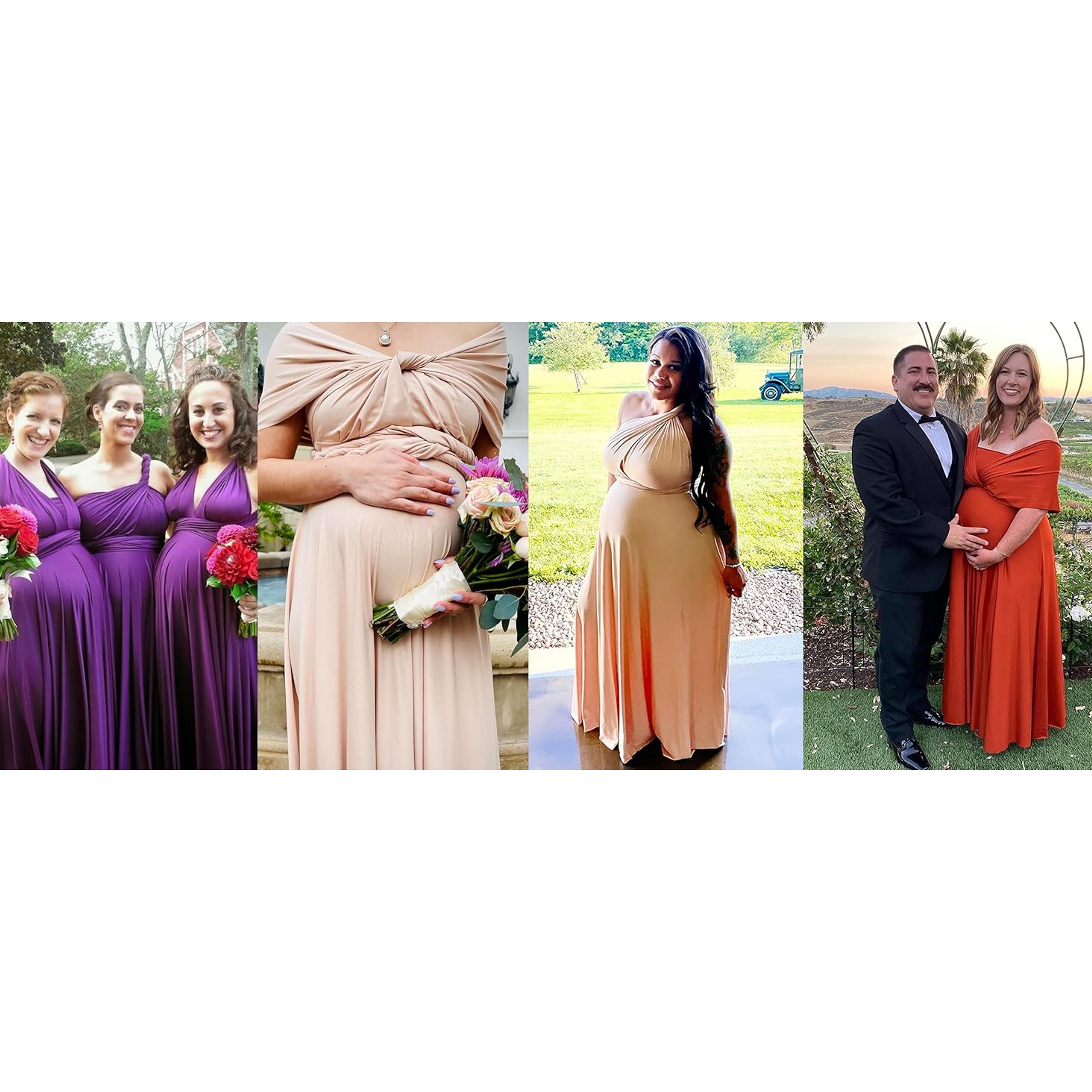 Women's Plus Size Long Infinity Dress - Bandeau, Convertible, Multi-Way Twist Wrap Dress for Beach, Prom, Cocktail Events, Fits Maternity Needs