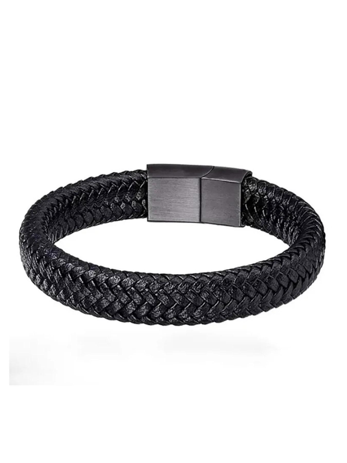 1PC Black PU Leather Magnetic Bracelet Men's Mature and Stable and Elegant Giving Men The Best Gift for Men
