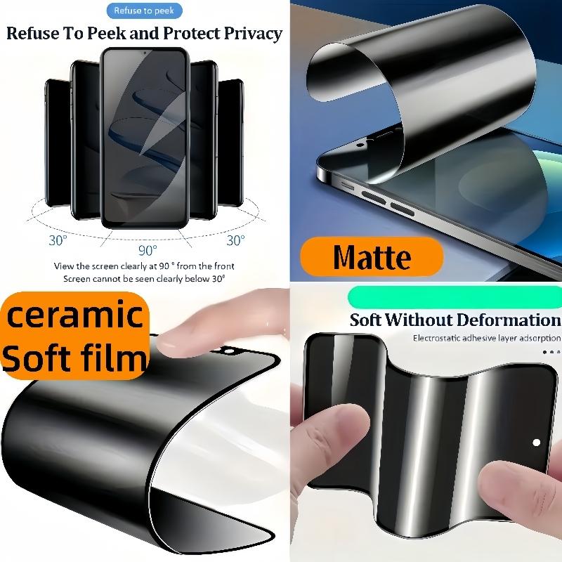 3 Matte Privacy Ceramic Screen Protectors for iPhone 17 Pro Max/air/16 Pro Max/16 Plus/15/14/13/12/11, Edge Protection, Anti-Scratch, Easy Install
