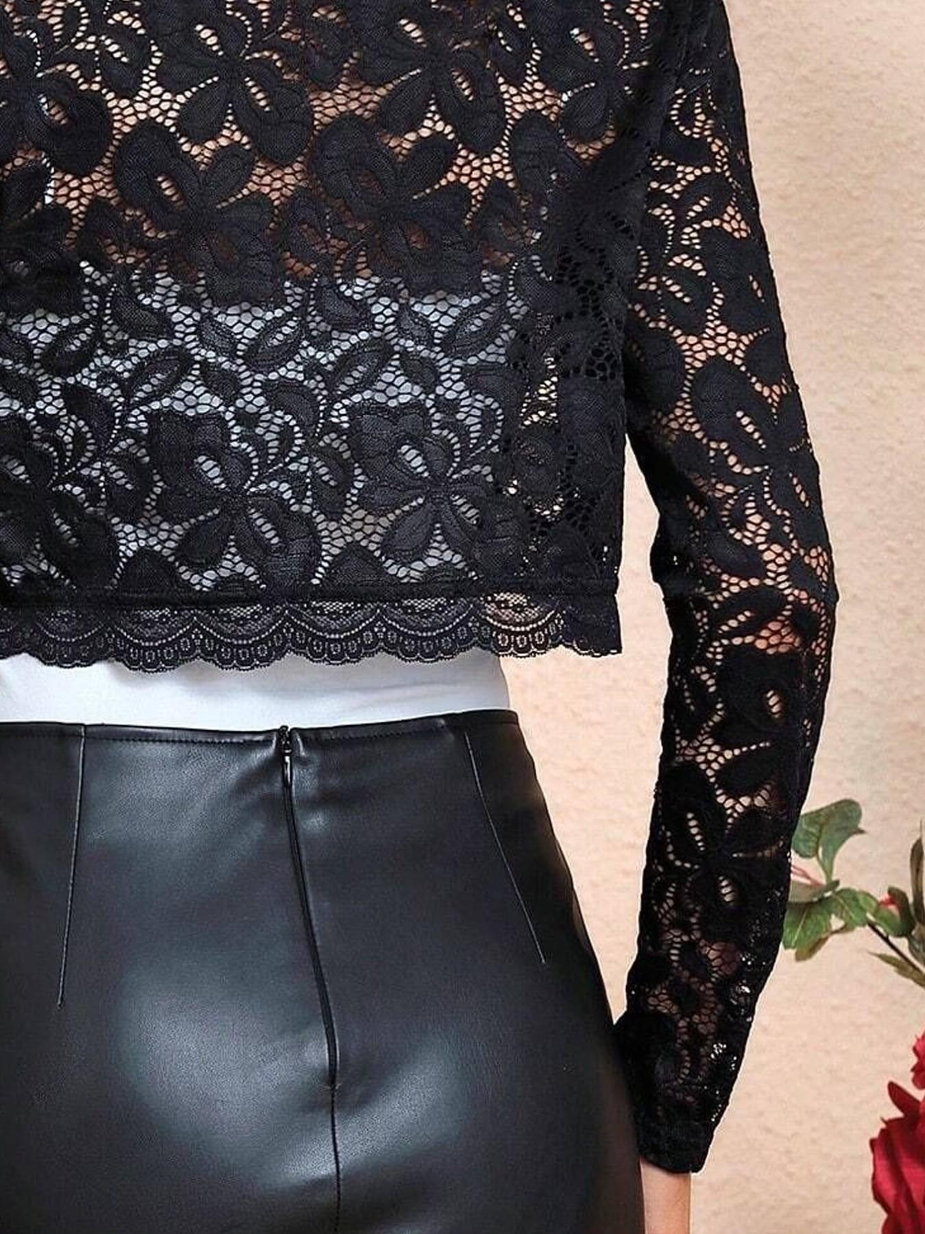 Women's Lace Panel Cardigan, Elegant Layered Top, Lightweight Casual Jacket, Fit, Perfect for Back-To-School and Daily Wear #tiktokshopmademebuyit #summer #dealdrops #tiktokshopbacktoschool