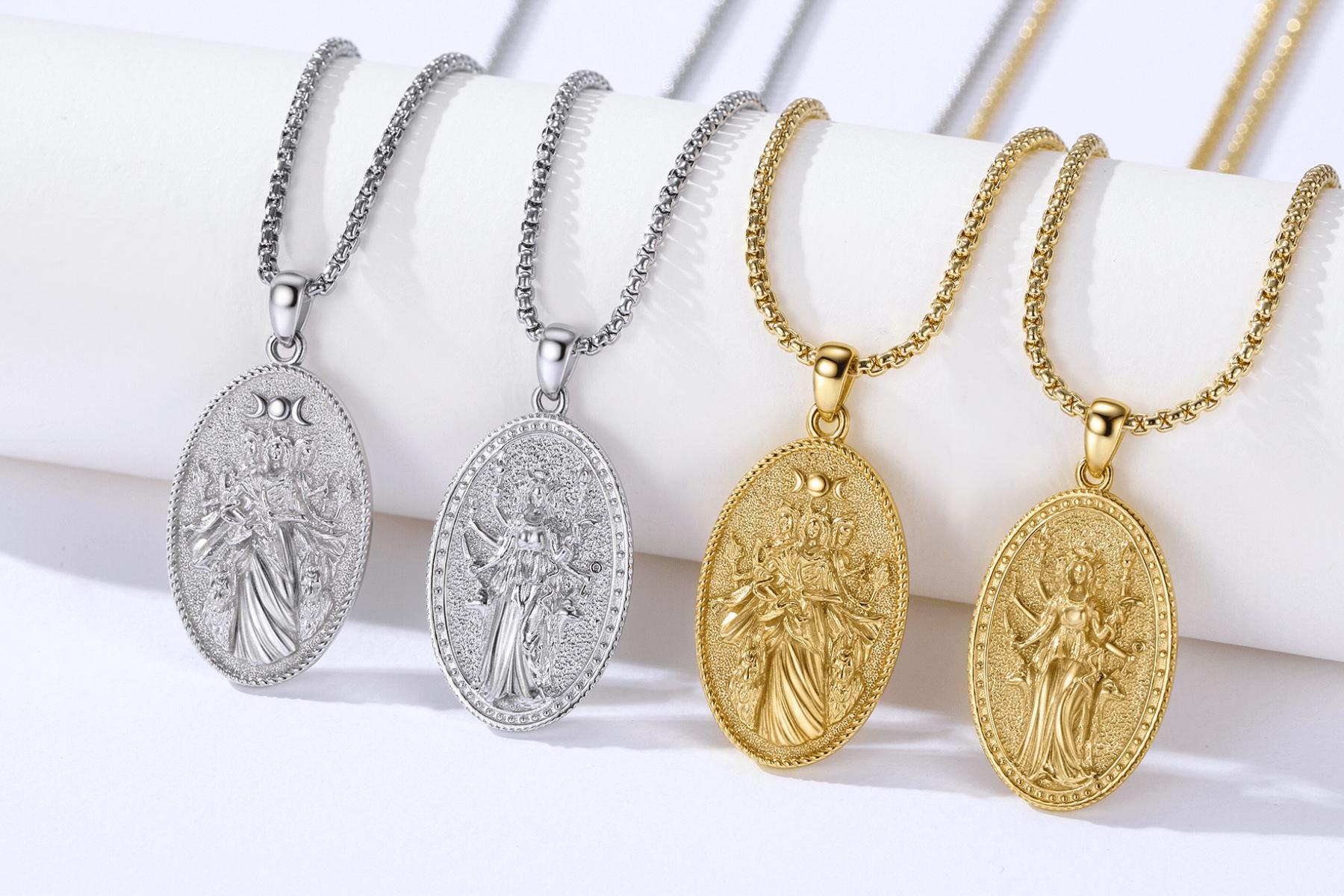 DRINSPER Hecate Necklace 925 Sterling Silver Goddess of Witches of Magic Hekate Pendant Necklace Ancient Greek Mythology The Ancient Origins of the Goddess of Witchcraft and Moon Amulet Jewelry Pagan Jewelry for Women Men TikTokShopBlackFriday SpringState