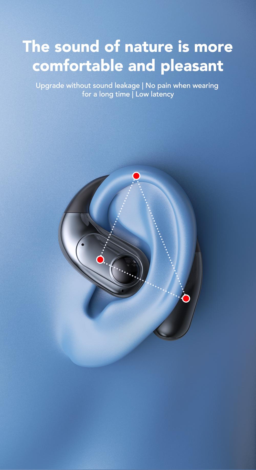 MINISO ms193 True Wireless Earphones,LCD Full Color Display Charging Case,OWS Open Ear Headphones Waterproof Bluetooth Earbuds,Support Playing Music Gaming