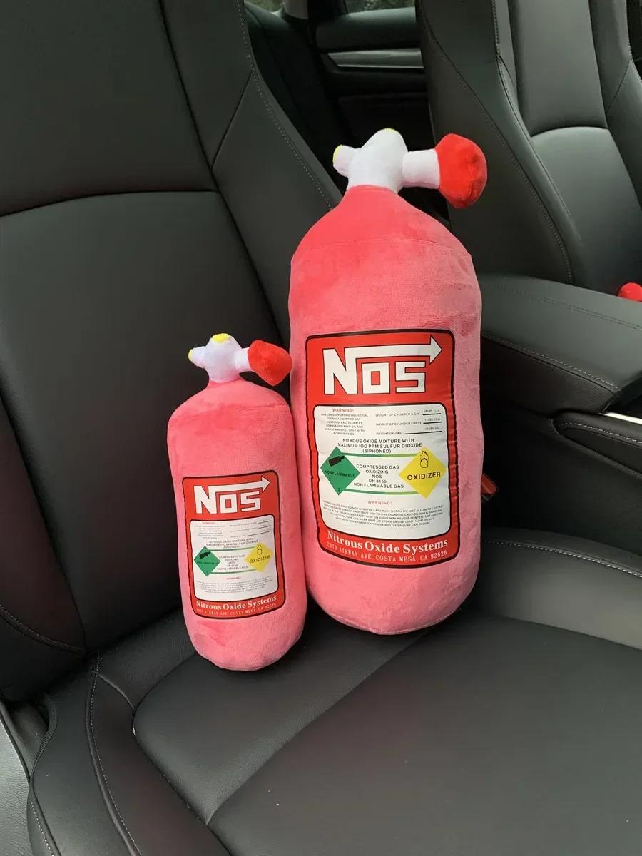 NOS Nitrous Oxide Bottle New Plush Toys Pillow Stuffed Soft Turbo JDM Cushion Gifts Car Decor Headrest Backrest Seat Neck