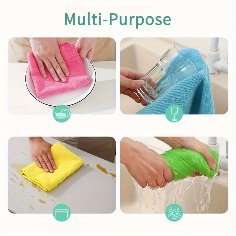 5-, 10- or 20-Pack Microfiber Cleaning Cloths, Glasses Cleaning Cloth, for Kitchen, Bathroom, Car and Glass Cleaning, Super Absorbent, Lint-Free, Easy Clean Washable, Reusable Towels for Dusting, Washing and Polishing