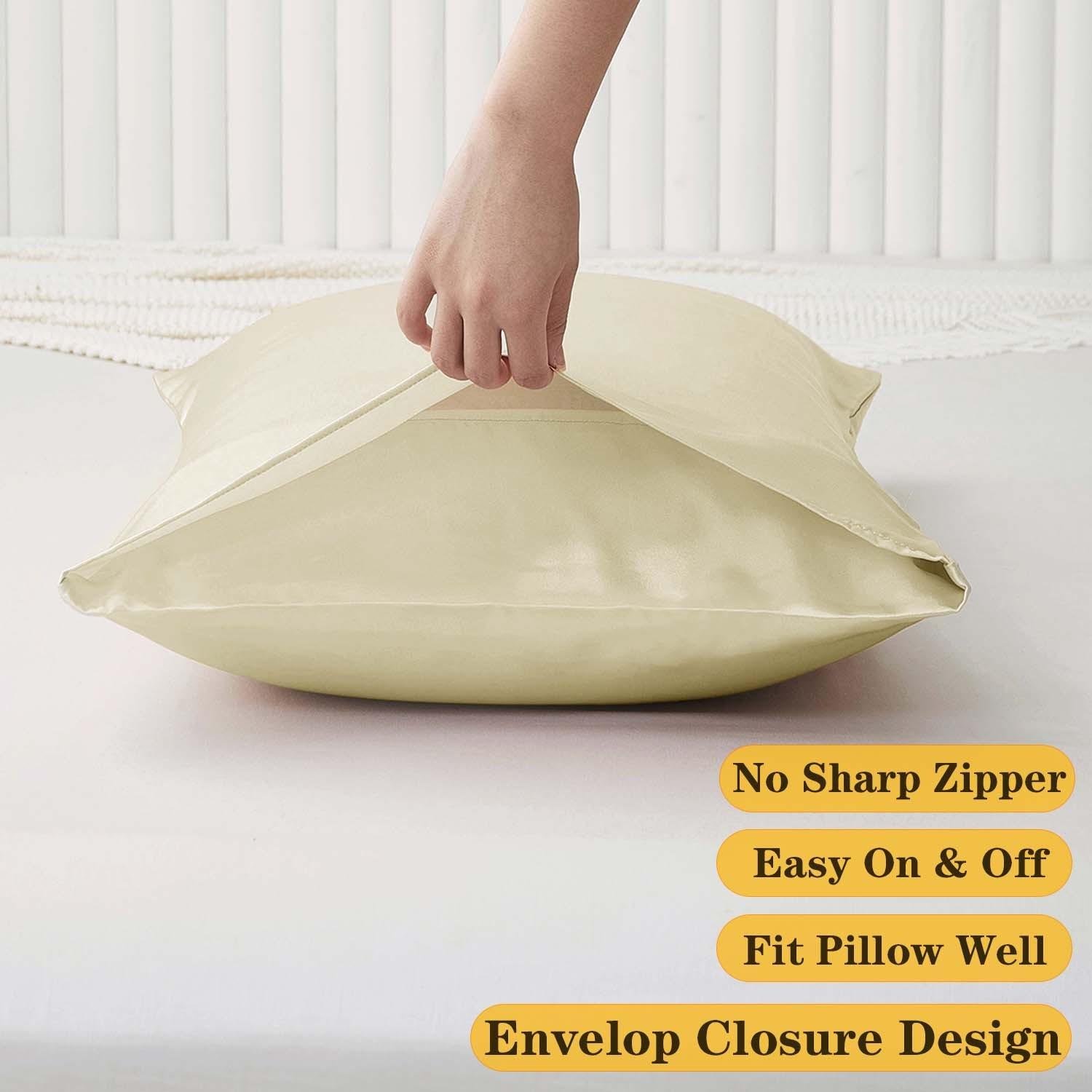 Solid-color satin pillowcases, skin-friendly and breathable unfilled pillowcases, soft and comfortable home and dormitory bedding accessories, cool and smooth to the touch, for a refreshing bedroom, bedroom decor, silky satin bedding