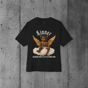 Tattooed Cherub T-Shirt: Edgy Rebel Angel Design
