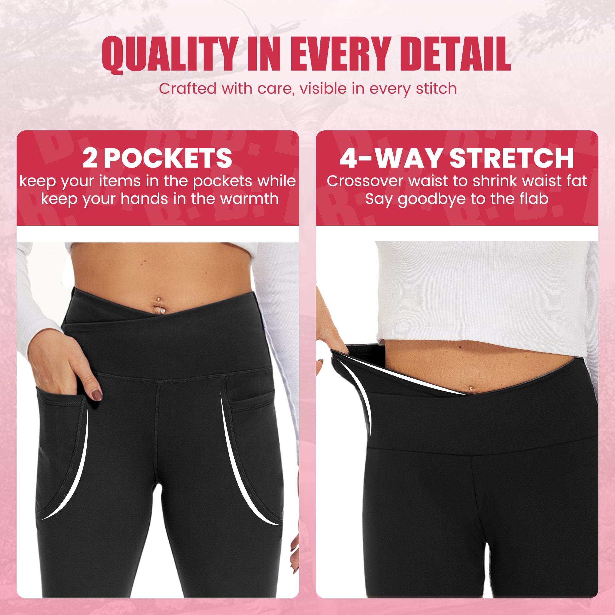 Viconow Flare Leggings for Women with Pockets - High Waist Bike Pants for Gym Workout Yoga Solid Color Casual Wear