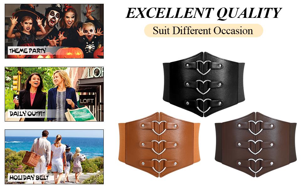 JASGOOD Women Corset Belt Metal O-Ring Heart-Ring Wide Elastic Waspie Waist Belt for Daily Cosplay Halloween Costumes JASGOOD Women Corset Belt Metal O-Ring Heart-Ring Wide Elastic Waspie Waist Belt for Daily Cosplay Halloween Costumes