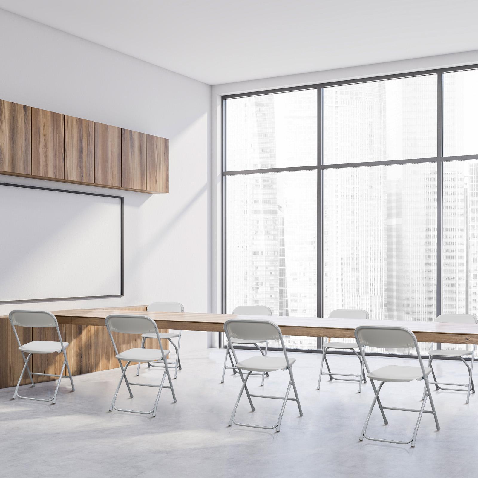 4/6/10 Pack High-Quality Plastic Folding Chairs with Steel Frame - White & Black, 350lb Capacity, Ideal for Indoor/Outdoor Events, Office, Wedding, Party, Picnic, and Kitchen Dining