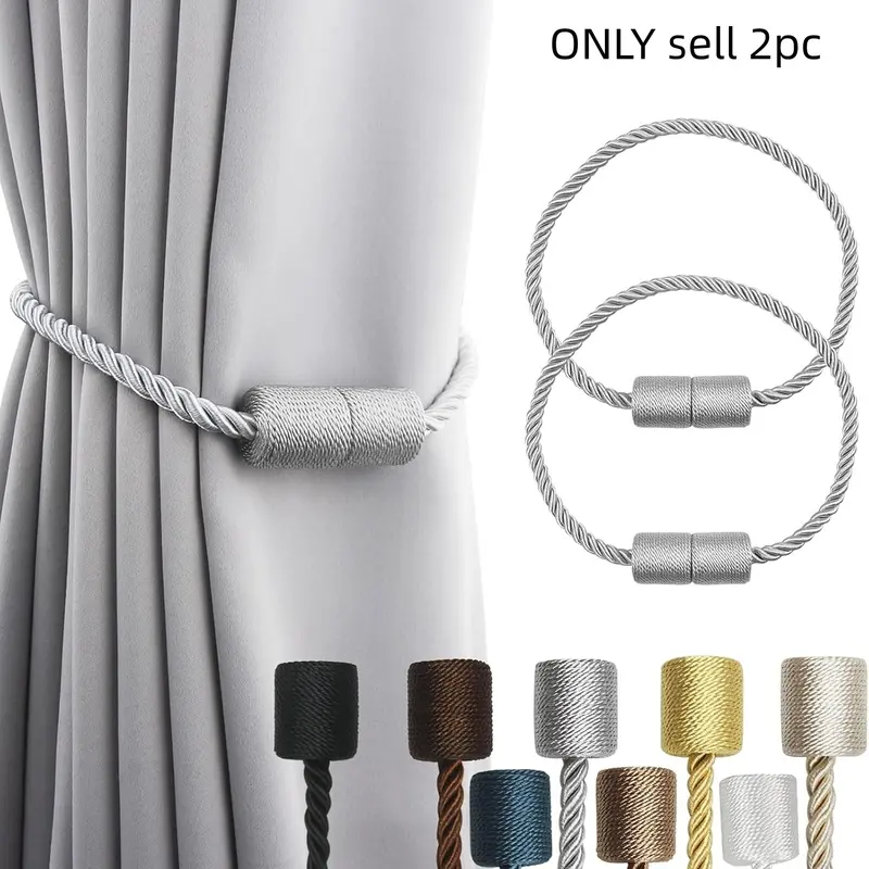 Magnetic Curtain Tiebacks, 2 Pcs Modern Twisted-Style Decorative Curtain Ropes, Curtain Holdbacks for Home Living Room, Bedroom and Hotel Interior Decoration, Interior Decoration Accessories, Curtain Tie Backs for Curtains