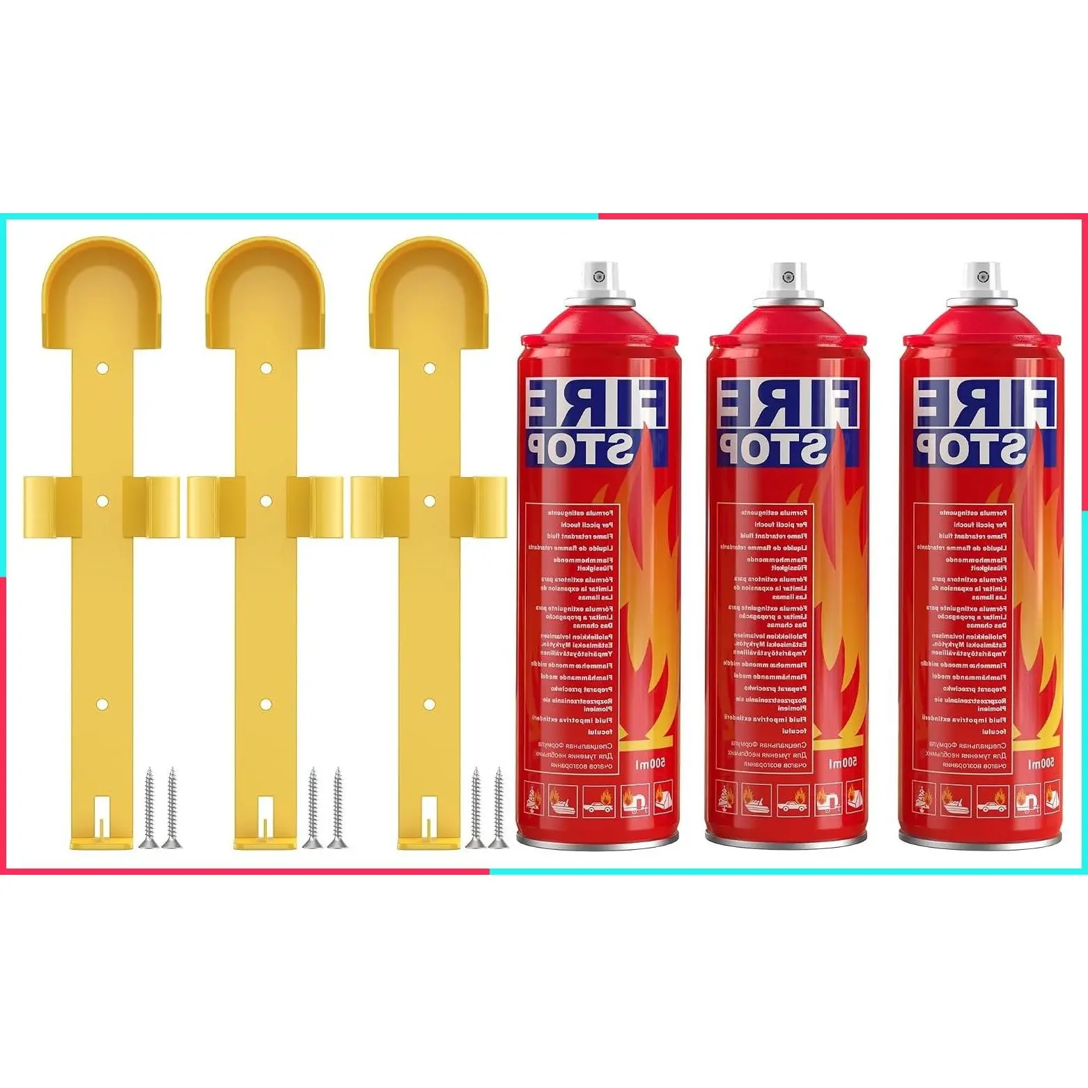 3-Pack Fire Extinguisher for Home, Kitchen, Car, Camping & Electronics - ABC/K Class with Mounts - Portable, Long-Lasting.