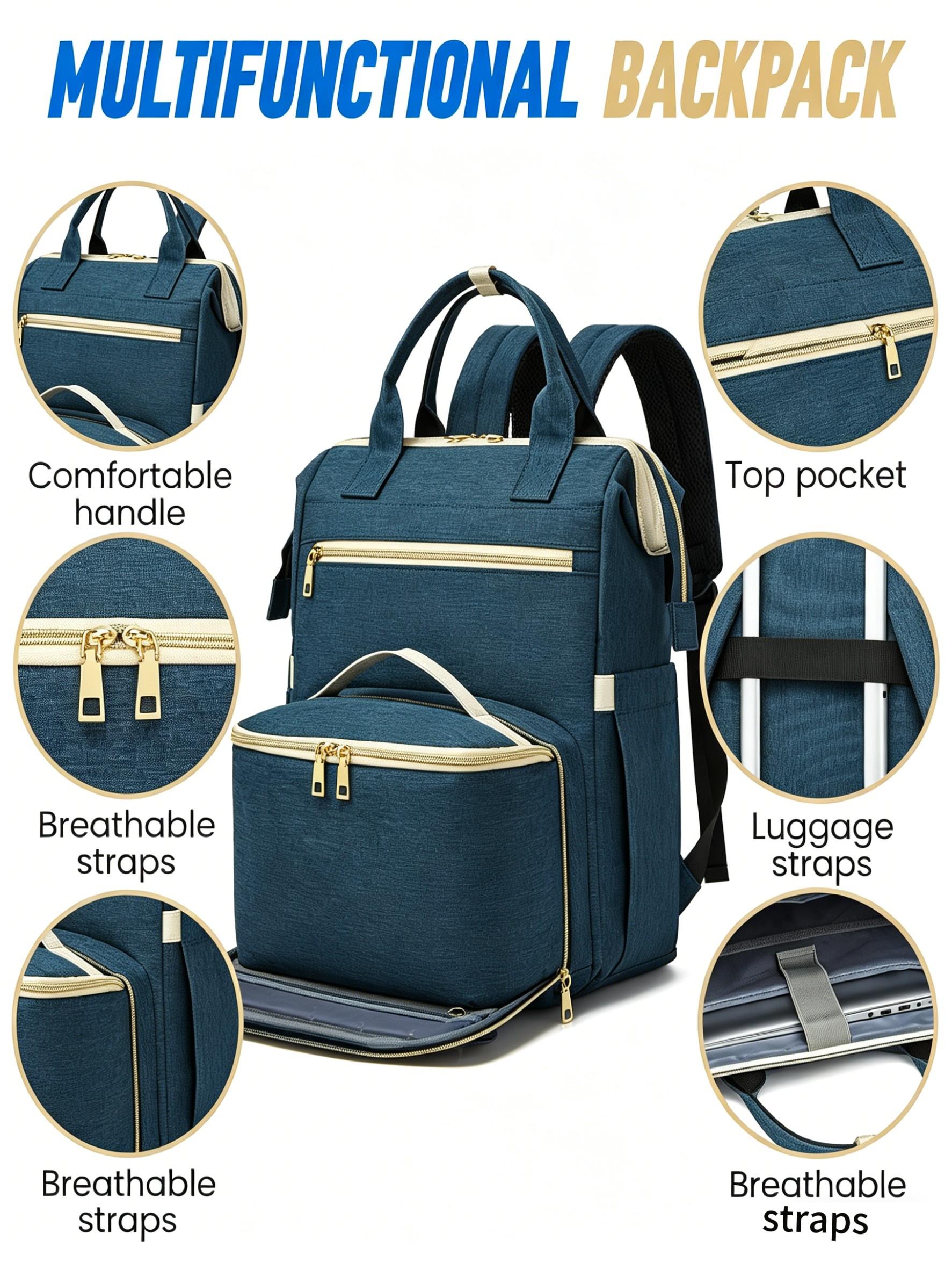 Multifunctional Commuter Backpack with Independent Insulated Lunch Bag, 15.6 Inch Laptop Compartment, USB Charging, Student Office Travel Backpack