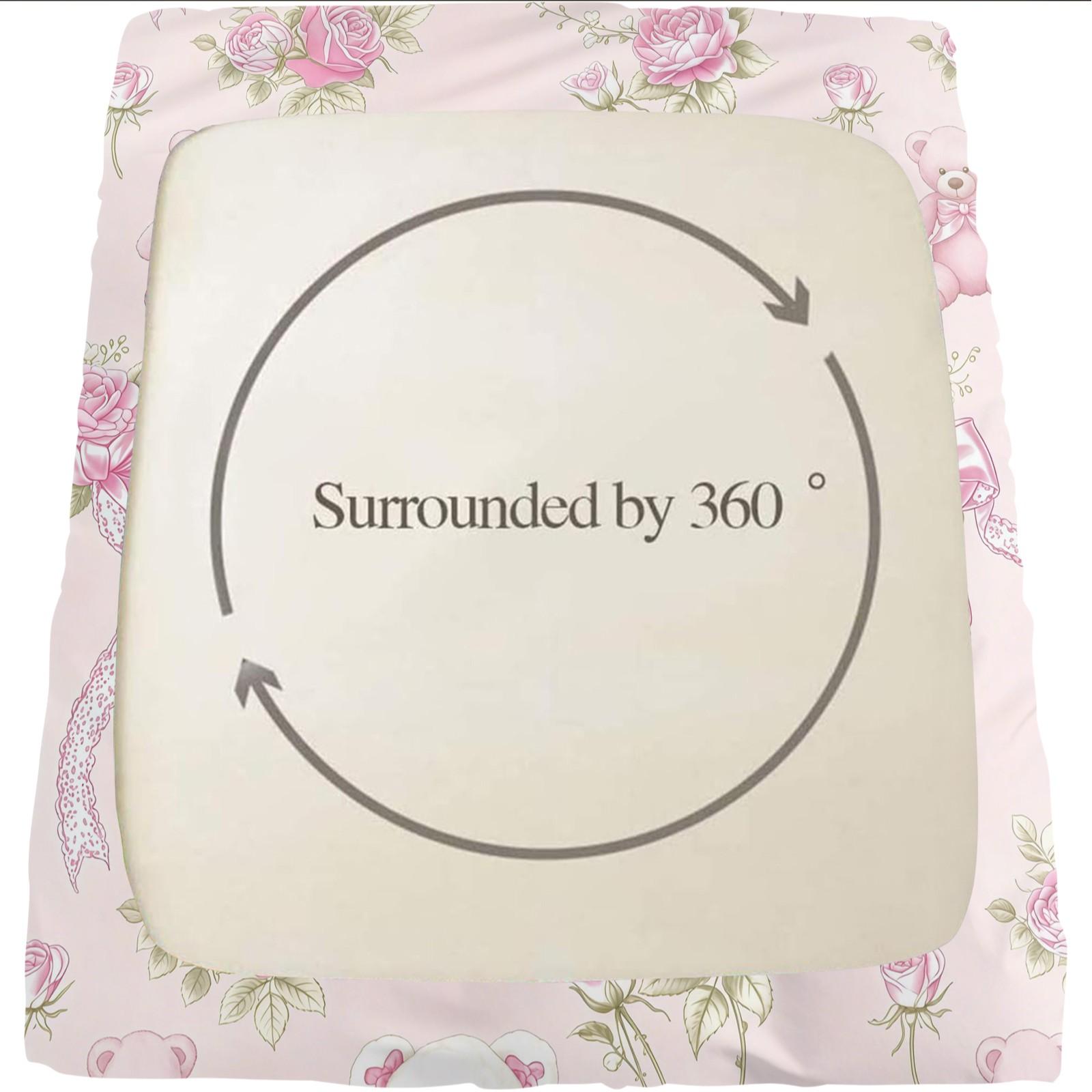 Pink Coquette Initial Letter Fitted Sheet Set, Soft Skin-Friendly, Cute Teddy Bear & Rose Floral Bedding, Girly Bow Print, 3 Pieces (1 Fitted Sheet + 2 Pillowcases), Deep Pocket, Aesthetic Room Decor, Perfect Gift