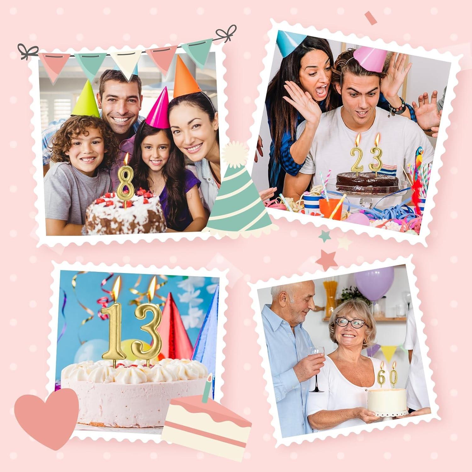 10 Piece Number Birthday Candles, Cake Decorations for Birthdays and Weddings, Numbers 0-9, Perfect for Party Celebrations