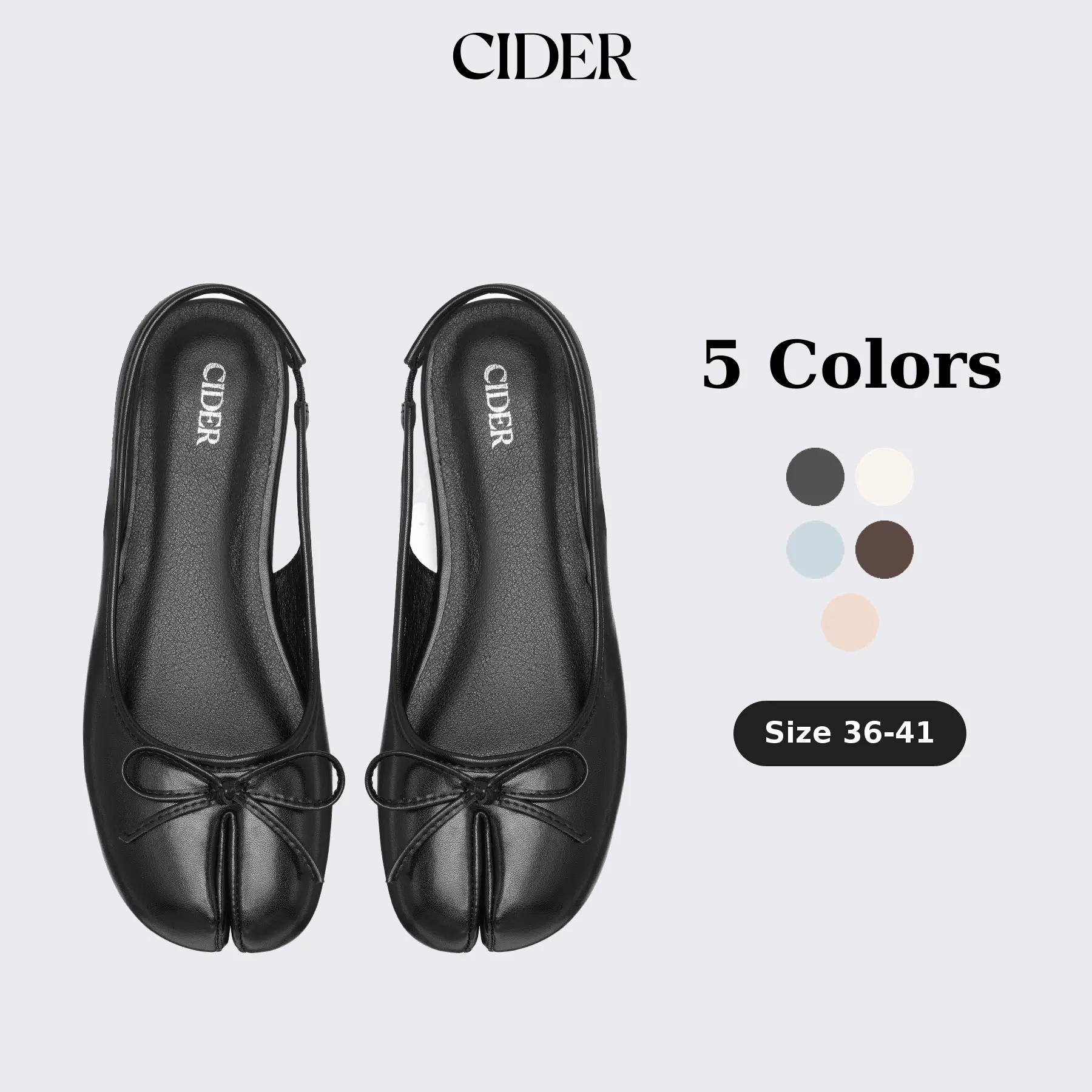 Cider BOWKNOT DECOR SPLIT TOE SLINGBACK FLATS SohoChic