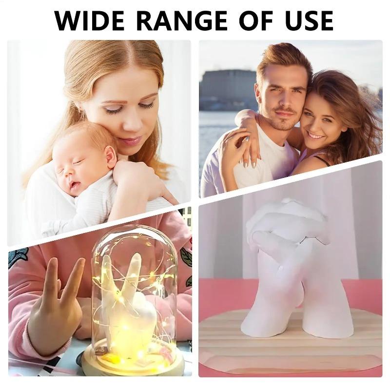 Handmade Plaster Hand Mold Molding Casting Kit for Couples, Romantic DIY Keepsake Sculpture Mould, Craft Set, Handmade Crafts, with Gloves, Memorial Gift