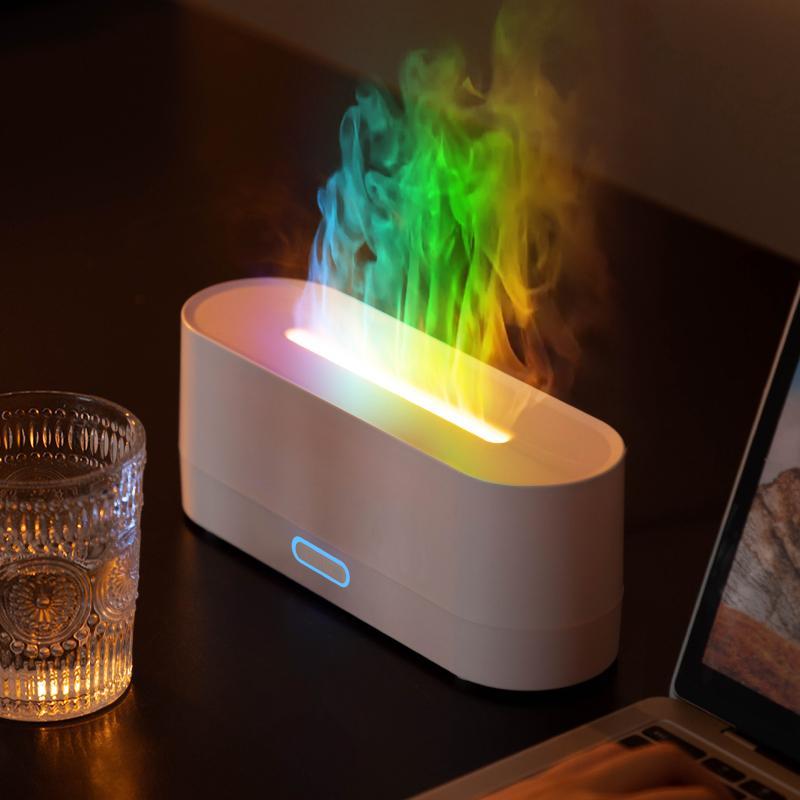 Colorful Flame Design Aromatherapy Diffuser, Desktop Humidifier, Suitable for bedrooms, offices, travel use, home decoration essential oil diffuser. Christmas and Halloween gift, Aroma Diffuser Humidifiers.