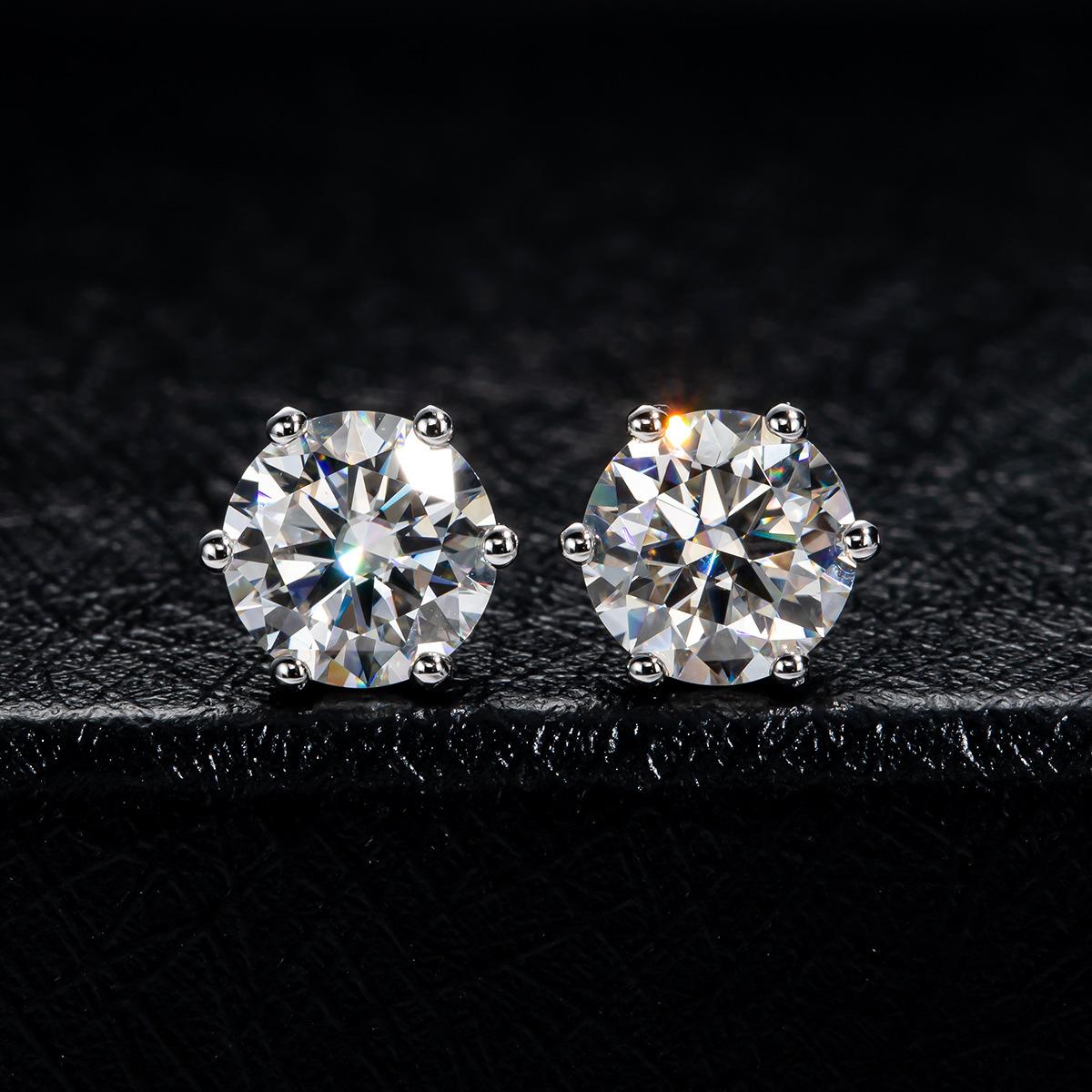 [ASM-EA100] 0.5 CT  Round Cut Moissanite Earring Ladies S925 Sterling Silver Earrings D Color VVS1 Moissanite Studs Earrings