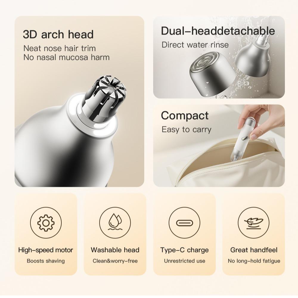 Portable Electric Nose Hair Trimmer, Compact Design, Gentle Blade, Quick Cleanup, Low Noise, Waterproof, Ideal for Men, Travel-Friendly