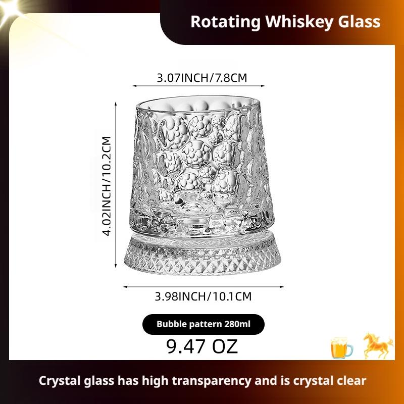 360° Rotating Whiskey Glass, Spinning Crystal Whiskey Tumbler, Luxury Drinking Glass, Elegant Barware, Perfect for Parties and Gifts