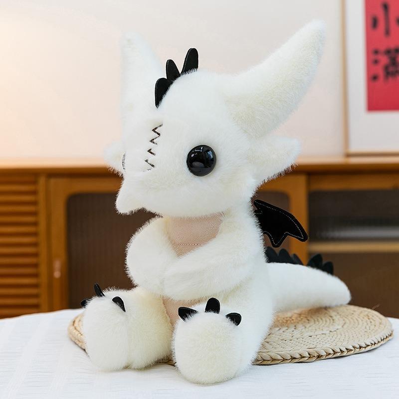 25cm Cute Baby Dragon Plush Toy Set Kawaii Black White Tie‑Dye Dragon Stuffed Animal Soft Plushie Doll Kids Gift Home Decor