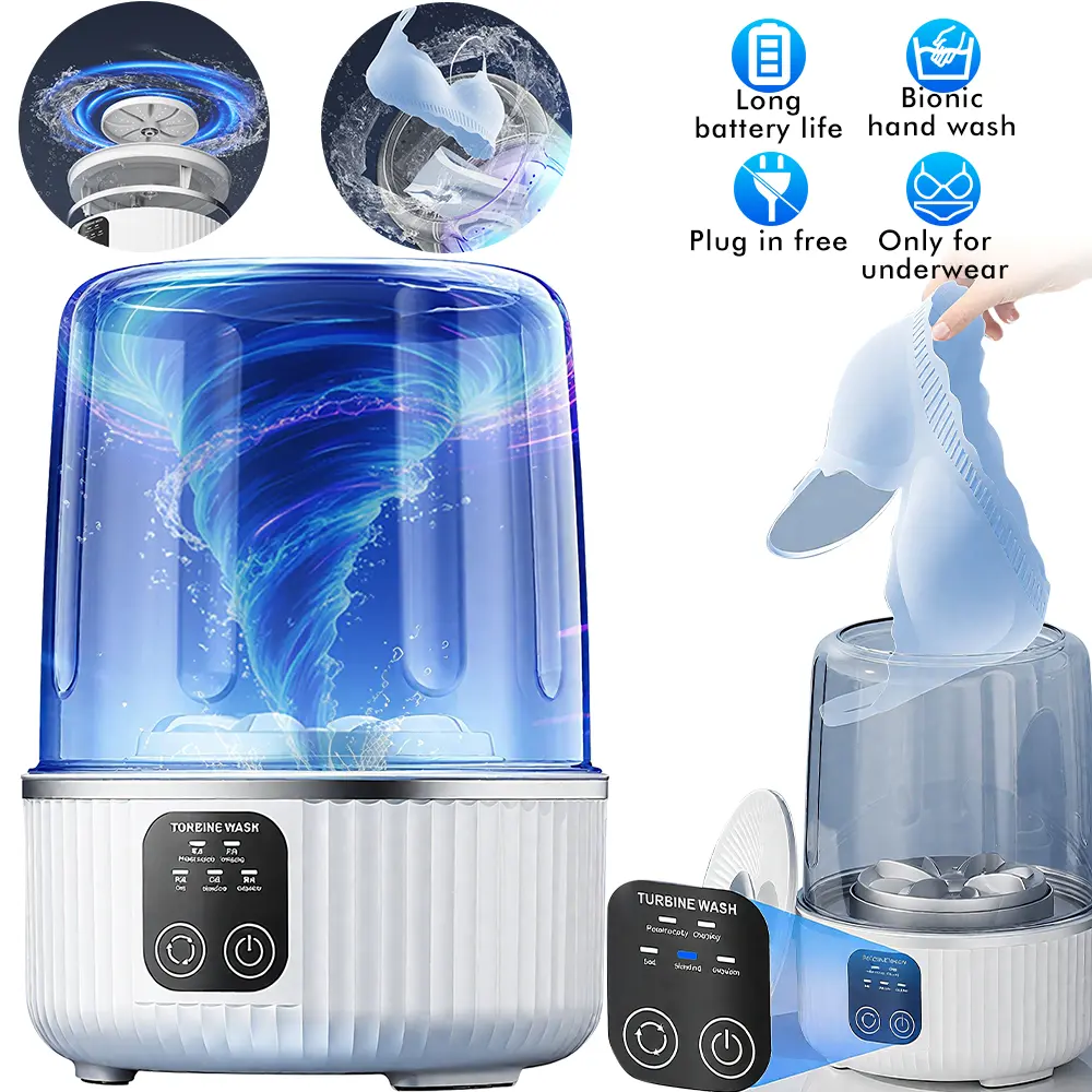 1.5L Underwear Washing Machine, Mini Portable Washing Machine Rechargeable Underwear Washer Deep Cleans Small Clothes for Apartment, Dorm, RV, Travel & Hotel Use(White)