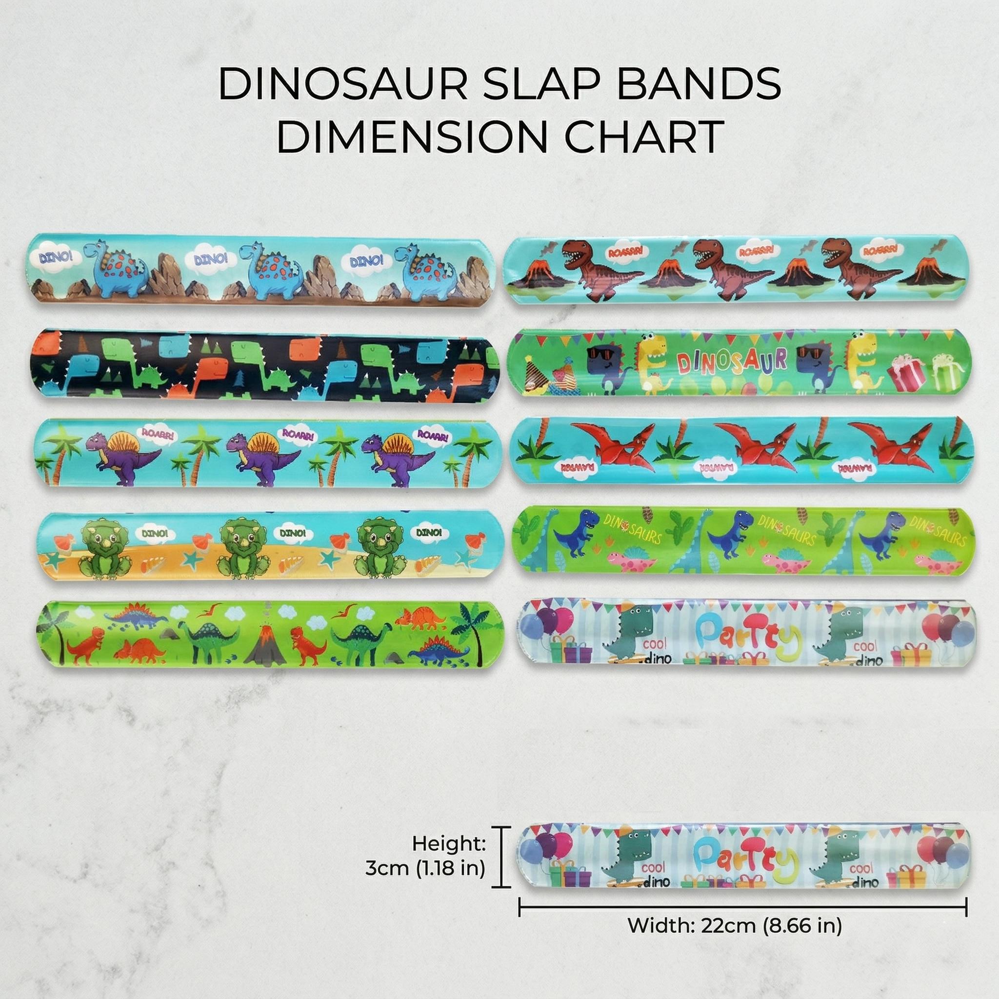 12pcs Kids Dinosaur Fidget Bands, Dinosaur Theme Birthday Party Favor, Small Toy Gift Bag, Classroom Reward, Boy Girl Treasure Box Prize Toy